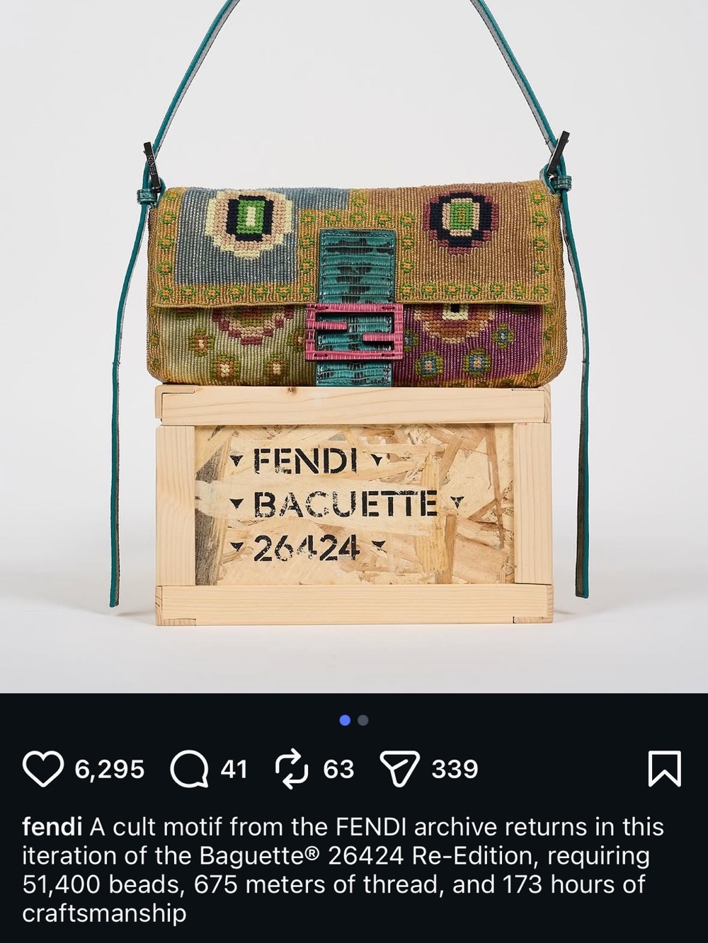 SOLD ❤️ Fendi Zucca FF Lizard-Trim Beaded Baguette - Picture 15 of 16